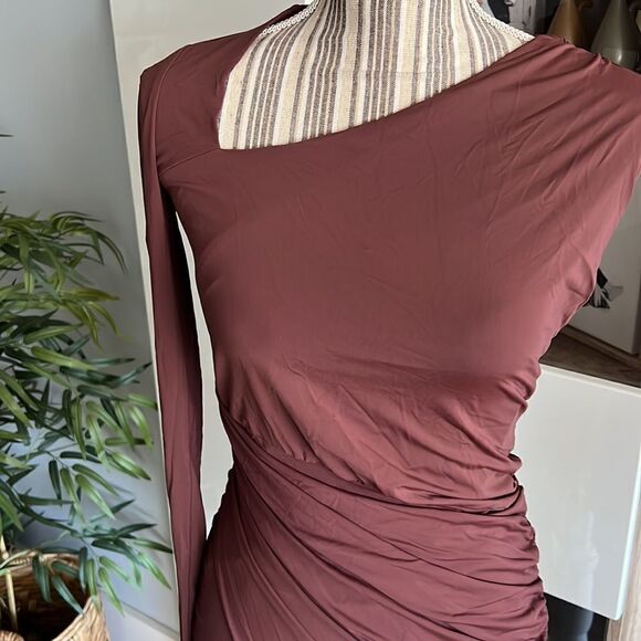 ZARA | Dark Brown | CUT OUT ASYMMETRICAL DRESS - Picture 8 of 12